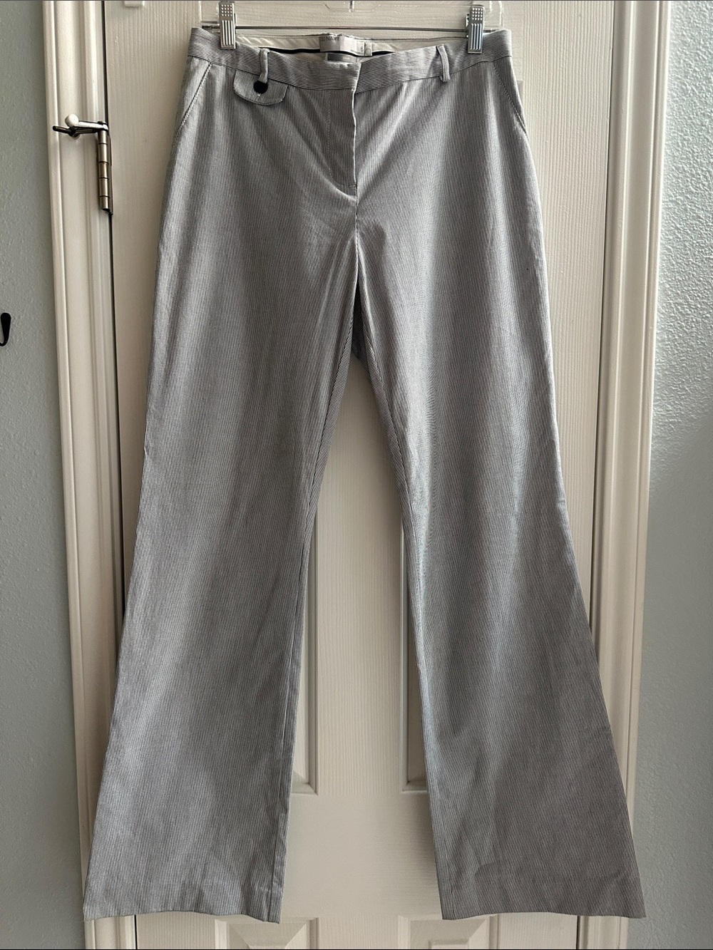 Y2K 2000s Old Navy Navy Pinstripe Wide Leg Trousers Women’s 6 Classic Preppy